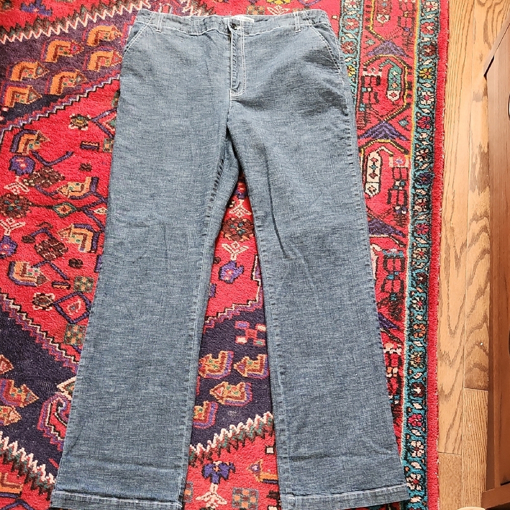 Size 14 Simon Chang Denim Blue Button-Front Trouser Jeans